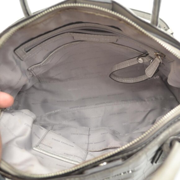 Michael Kors Mercer Crocodile-Embossed-Leather Dome Satchel Per Owned - Picture 4 of 6